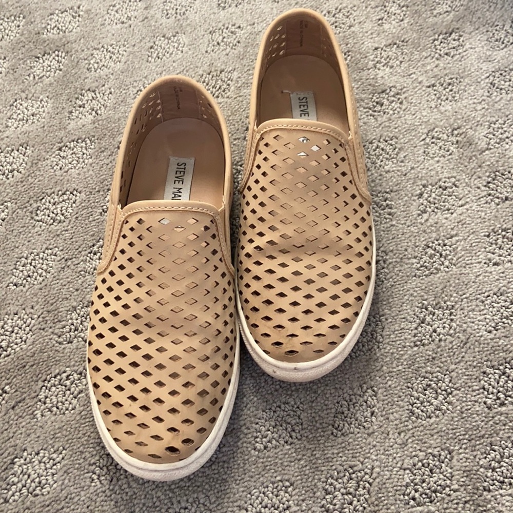 Tan slip on shoes